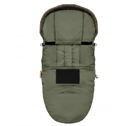 Sac de dormit de iarna pentru carucior cu centuri de siguranta in 5 puncte, cu blană detașabilă, fermoare laterale, impermeabil si plus, umplutura fleece, 105x48cm, 0-36 luni, Khaki [1]