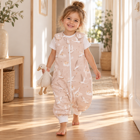 Sac de dormit de vară cu picioare Amy Gâștele Călătoare, bumbac, 1 TOG, mărimea M (92-98cm), 68x52cm – cu șosete integrate [2]
