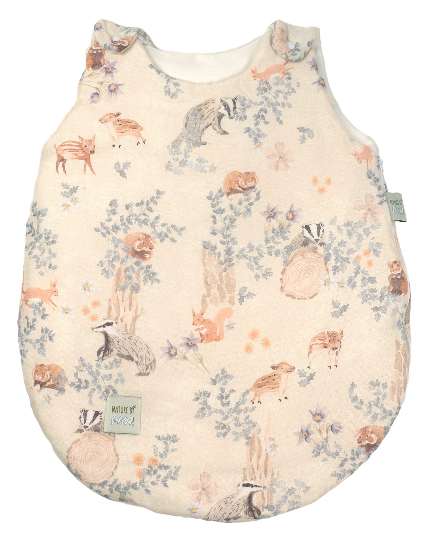 Sistem infasat si sac de dormit - Sac de dormit Nature Bamboo by Amy din Bambus cu umplutura antialergică BabySoft® + Cadou Rucsăcel Poiana stejarilor, 3-8 luni