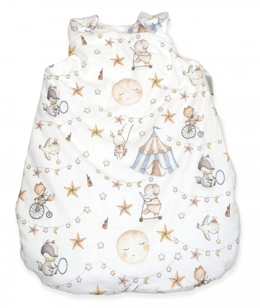 Sistem infasat si sac de dormit - Sac de dormit din Bumbac cu umplutura antialergică BabySoft® Circ Blue, 0-3 luni