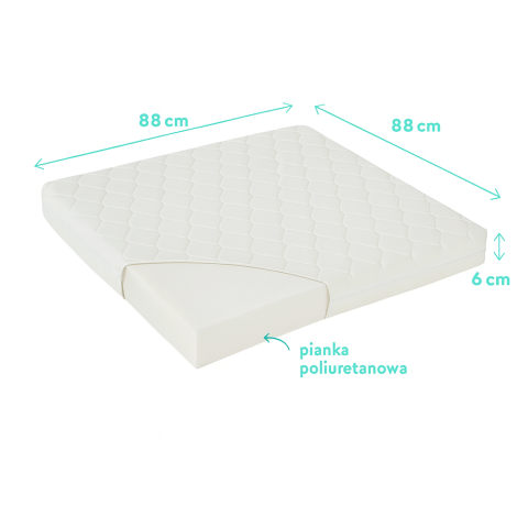 Joaca & Dezvoltare - Saltea pentru țarc 88×88×6 cm – Spumă poliuretanică + Husă detașabilă Comfort Line, 2 în 1 saltea & covoraș de joacă
