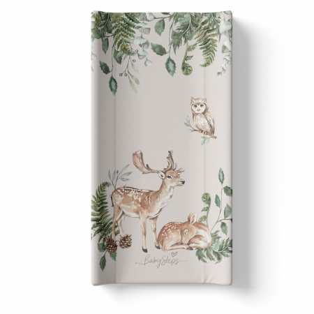 Comode si mese de infasat - Saltea de infasat cu spate intarit si margini de protectie 50x80 cm, Animals Garden