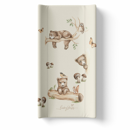 Comode si mese de infasat - Saltea de infasat cu spate intarit si margini de protectie 50x80 cm, Happy Bear