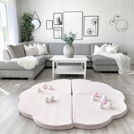 Saltea norisor pentru joaca din spuma, Catifea Roz, 160x160cm [8]