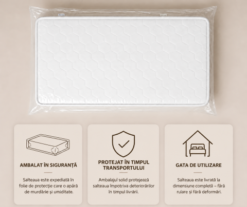 Saltea pentru copii, fata dubla, Spuma PUR si Latex, proprietăți antifungice, Husa delicata 3 staturi, echipata cu margine anti-alunecare, 140X70X9 Cm, Premium [9]