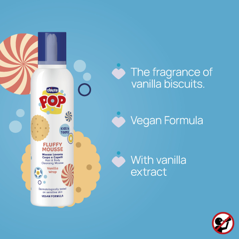 Sampon si gel de dus Chicco POP, tip spuma cu aroma de prajitura cu vanilie, formula vegana, pentru copii si adolescenti, 200 ml [4]