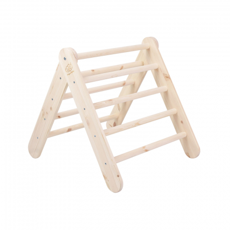 Scara din lemn pentru copii - Triunghi de catarare tip Pikler Montessori, Natural, MeowBaby® [6]