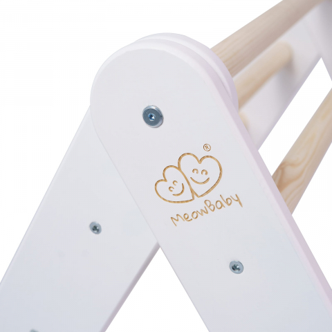 Scara din lemn pentru copii - Triunghi de catarare tip Pikler Montessori, Alb, MeowBaby® [3]