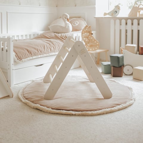 Scara din lemn pentru copii - Triunghi de catarare tip Pikler Montessori, Alb, MeowBaby® [7]