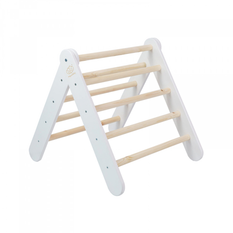 Scari si tobogane din lemn - Scara din lemn pentru copii - Triunghi de catarare tip Pikler Montessori, Alb, MeowBaby®