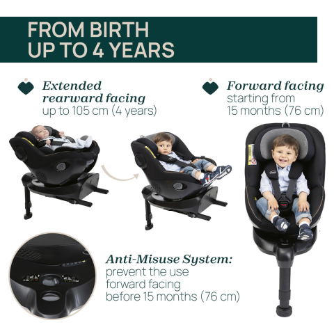 Scaun auto rotativ cu baza isofix Chicco Seat 105 i-Size, Posh Black, 40-105cm, de la nastere pana la 4 ani [16]