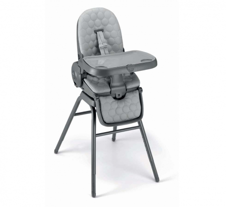 Scaune de masa - Scaun de Masa 4in1 pentru Bebelusi si Copii, CAM® Original, Înălțime Ajustabila, Varsta 0-15 kg, Pliabil, Centura de Siguranta in 5 Puncte, Depozitare, Gri antracit