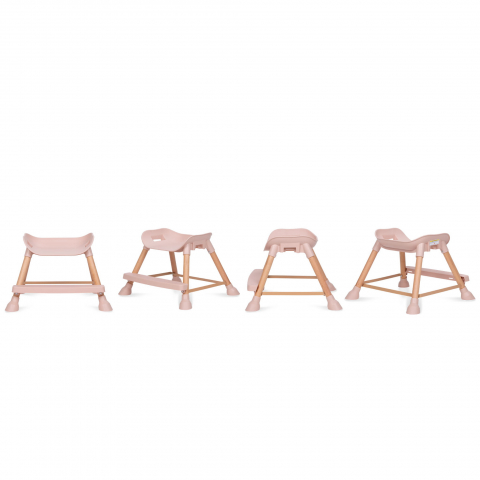 Scaun de Masa 4in1 pentru Bebelusi si Copii, Eatan Wood, Înălțime Ajustabila, Varsta 0-15 kg, Centura de Siguranta in 5 Puncte, Depozitare, Roz [5]