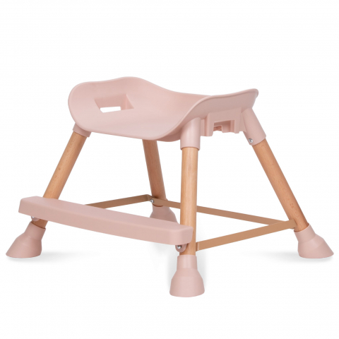 Scaun de Masa 4in1 pentru Bebelusi si Copii, Eatan Wood, Înălțime Ajustabila, Varsta 0-15 kg, Centura de Siguranta in 5 Puncte, Depozitare, Roz [9]