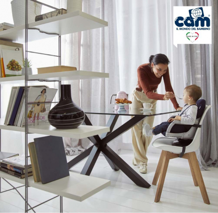 Scaun de Masa CAM® Seat Idea, Înălțime Ajustabila, Varsta 6-36 luni, Pliabil, Centura de Siguranta in 5 Puncte, Gri [5]