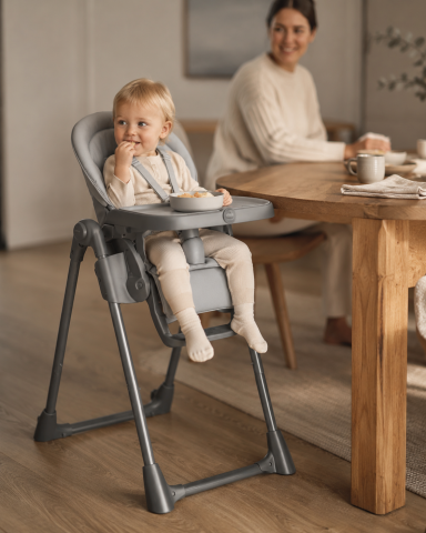 Scaune de masa - Scaun de Masă Multifuncțional CAM® Pappananna Icon Grey – Reglabil pe Înălțime, de la Naștere la 3 Ani | Centură 5 Puncte, Roți cu Frână