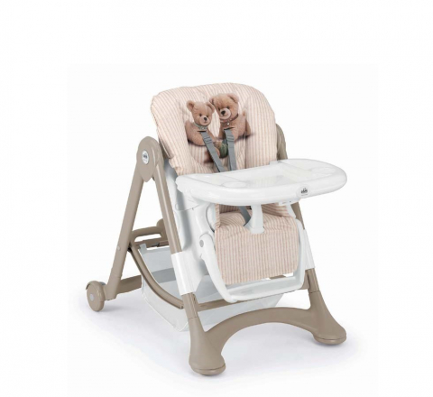 Scaun de Masa Multifunctional pentru Bebelusi si Copii, CAM® Campione, Înălțime Ajustabila, Varsta 6-36 luni, Pliabil, Centura de Siguranta in 5 Puncte, 3 Tavite Detasabile, Depozitare, Teddy [3]