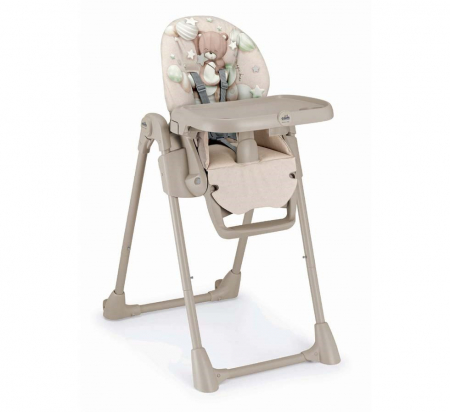 Scaune de masa - Scaun de Masa Multifunctional pentru Bebelusi si Copii, CAM® Pappananna, Înălțime Ajustabila, Varsta 6-36 luni, Pliabil, Centura de Siguranta in 5 Puncte, Depozitare, Bej