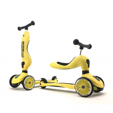 Oktató játékok - Trotineta copii cu sezut, transformabila 2in1, HighwayKick 1 Lemon, 1-5 ani, pana la 50 kg, Scoot  Ride