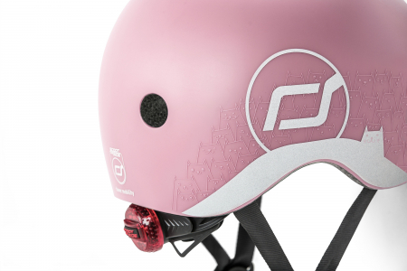 Casca de protectie pentru copii, sistem de reglare magnetic cu led, cu banda reflectorizanta, XXS-S, 45-51 cm, 1 an+, Rose, Scoot & Ride [7]