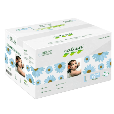 Scutece pentru bebeluși - Scutece Eco-Friendly Bebeluși Nateen Premium Nr.4 – 7–18 kg (92 buc) | Hipoalergenice & Absorbție 800 ml