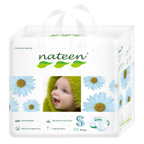 Scutece pentru bebeluși - Scutece Eco-Friendly Bebeluși Nateen Premium Nr.2 – 3–6 kg (20 bucăți) | Hipoalergenice & Super absorbante