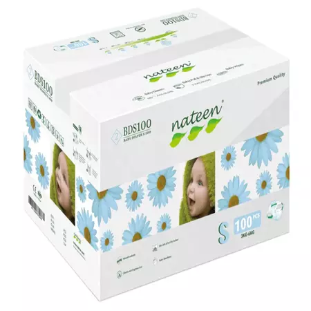 Scutece pentru bebeluși - Scutece Bebeluși Nateen Premium Nr.2 | 3–6 kg (100 bucăți) | Super absorbante & Hipoalergenice