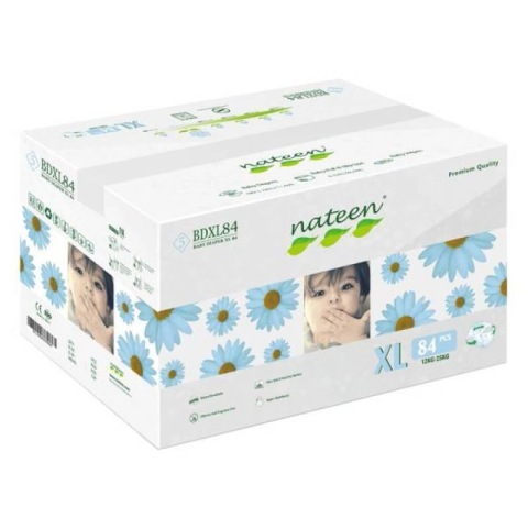 Scutece pentru bebeluși - Scutece Eco-Friendly Bebeluși Nateen Premium Nr.5 – 12–25 kg (84 buc) | Hipoalergenice & Absorbție Superioară