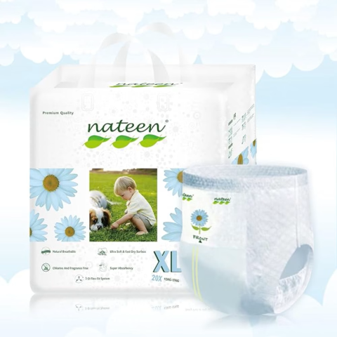 Scutece Pants - Scutece Pants Eco-Friendly Bebeluși Nateen Premium Nr.5 – 12–17 kg (20 buc) | Ultra-Confort & Hipoalergenice