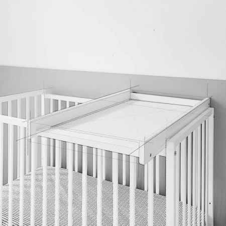Masa de infasat din lemn, atasabila la patut bebe 120x60 si 140x70 cm, Alb, 86 x 51 x 7 cm, inclus Saltea din spuma, husa detasabila bumbac, Woodies, 40 x 70 cm [10]
