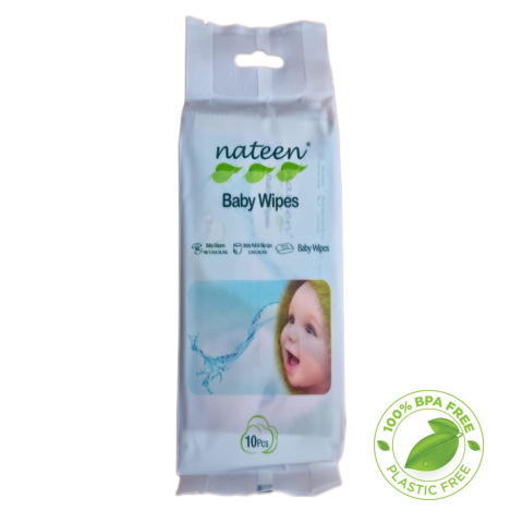 Șervețele umede pentru bebeluși - Șervețele Umede Eco Nateen – 10 buc (Ambalate Individual) | Biodegradabile & Hipoalergenice