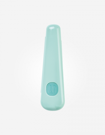 Lingurita îngustă din silicon alimentar cu ventuză, in carcasa, perfecta pentru vacanta, “Soft & Fun”, mint [3]