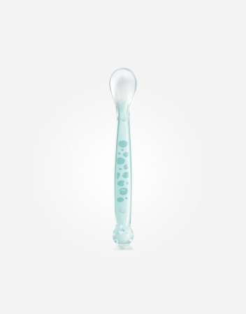 Lingurita îngustă din silicon alimentar cu ventuză, in carcasa, perfecta pentru vacanta, “Soft & Fun”, mint [2]