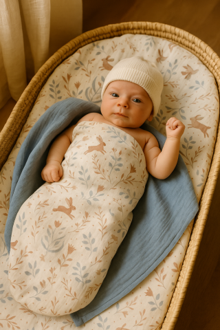 Set 2 museline Sweet Bunny din bumbac muselină 100%, 70x70 cm [5]