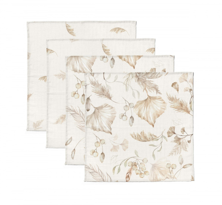 Ingrijire si igiena - Set 4 Museline din bumbac si bambus, Scutec multifunctional Boho, 30 x 30 cm