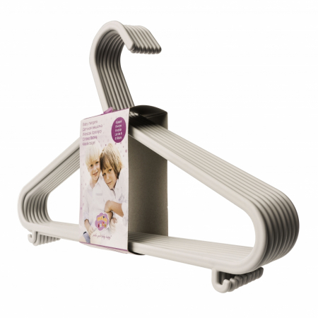 Umerase bebe - Set 8 umerase pentru haine bebe, Light Grey, Maltex Baby