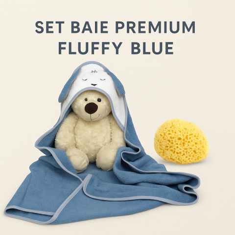 Black Friday - Set Baie Premium – Fluffy Blue & Burete Marin Natural | Delicatețe la fiecare atingere