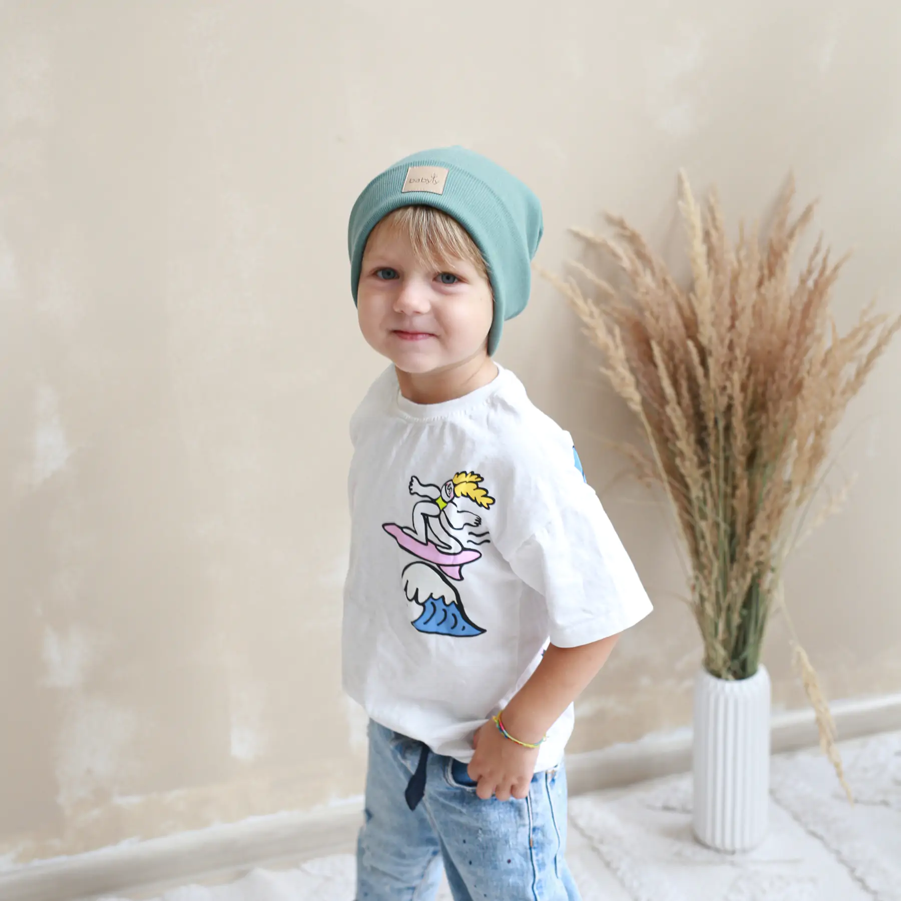 Set căciulă și fular tip guler, Verde - Cactus, M - 4-6 ani, 50-56 cm by BabyLy [1]