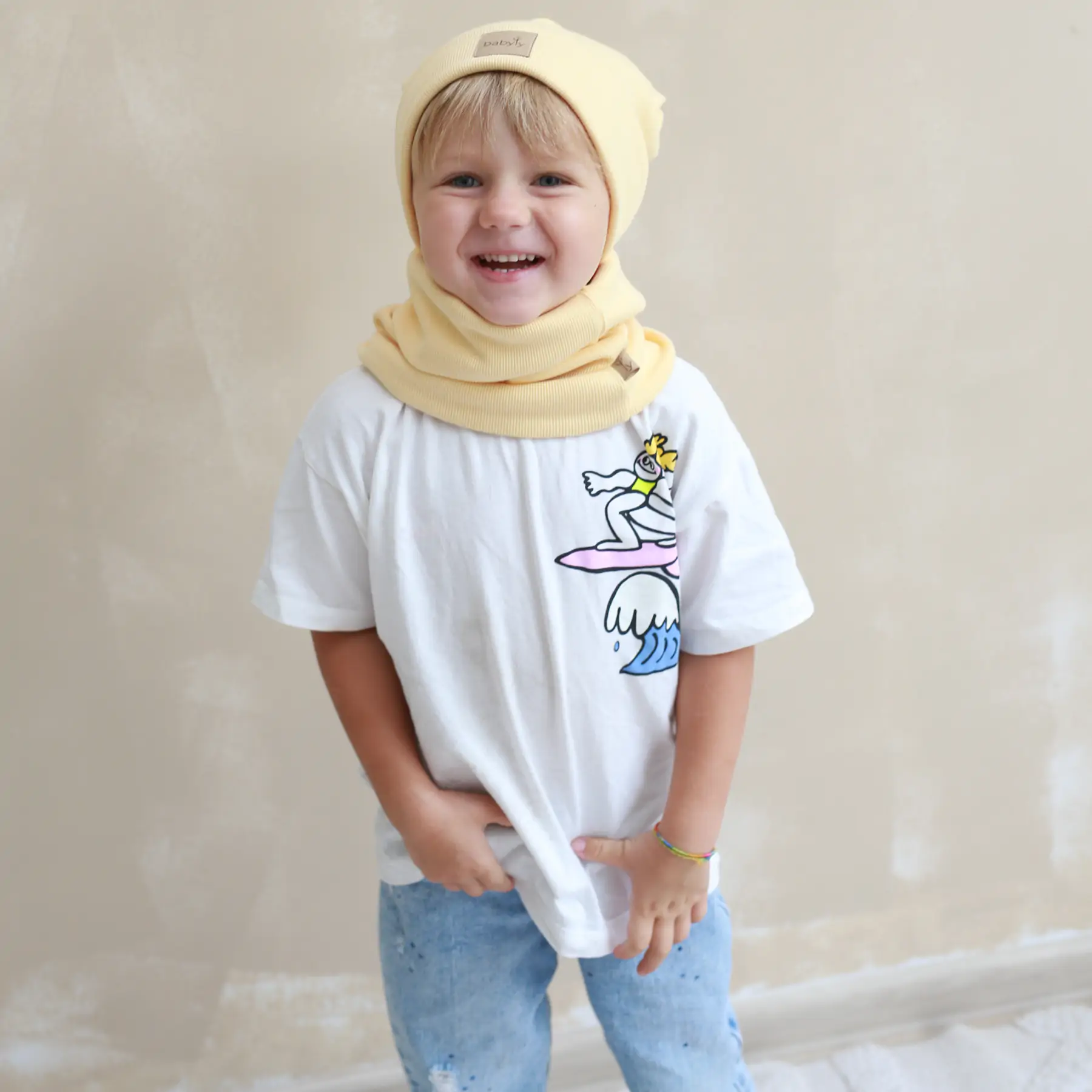Set căciulă și fular tip guler, galben - Banana, S - 1-3 ani, 46-52 cm by BabyLy [1]