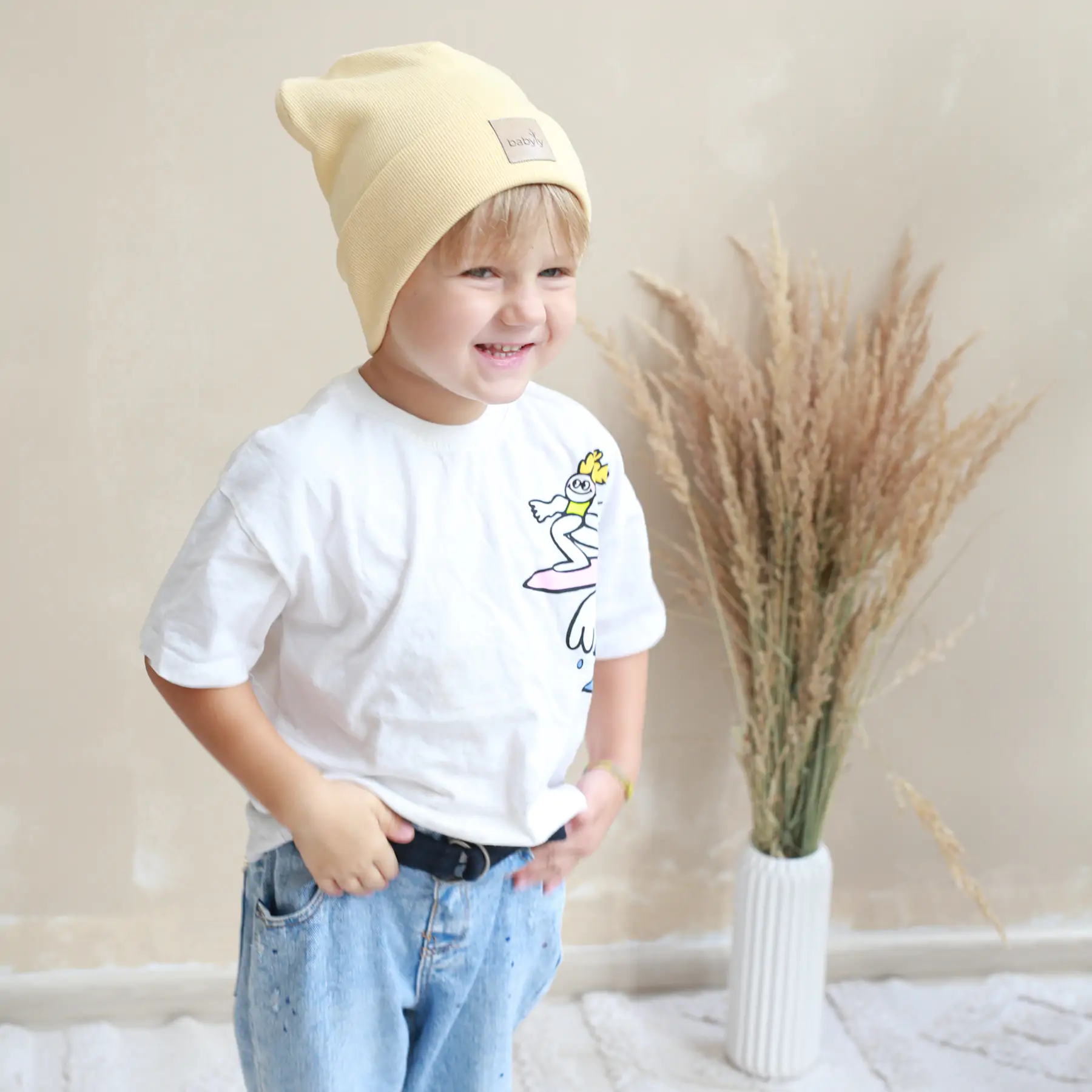 Set căciulă și fular tip guler, galben - Banana, S - 1-3 ani, 46-52 cm by BabyLy [2]