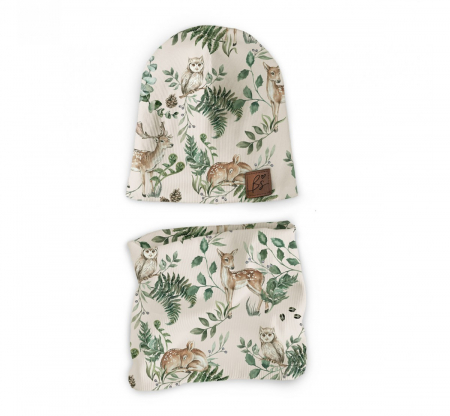 Articole crosetate Handmade - Set căciulă și fular tip guler, Animals Garden, XS - circumferinta capului 36-42 cm by BabySteps
