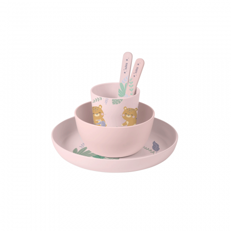 Set complet de masa, 5 piese, cu ventuza, “Jungle Cheetahs” Rose [5]