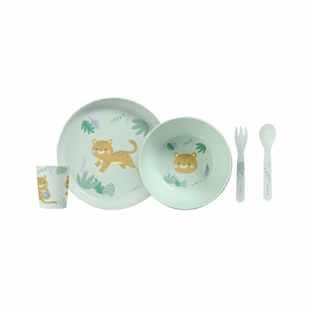 Set hranire - Set complet de masa, 5 piese, cu ventuza, “Jungle Cheetahs” Mint
