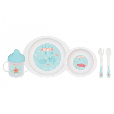 Set hranire - Set complet de masa, 5 piese, "La Mar De Felices” Blue