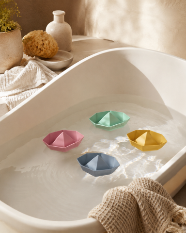 Baie & Ingrijire - Set 4 Bărcuțe Origami Saro Baby – Silicon Premium, Anti-Mucegai | Jucării Baie 6M+