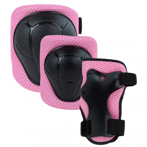 Set de protectii - Set de protectie Kidwell Trix, genunchiere, cotiere si palme, marime M, 25-50 kg, Pink