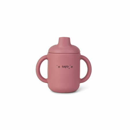 Set diversificare bebeluși, silicon alimentar premium, 4 piese – farfurie sectionata, linguriță, furculita, cană –  “Food & Fun” Pink [2]