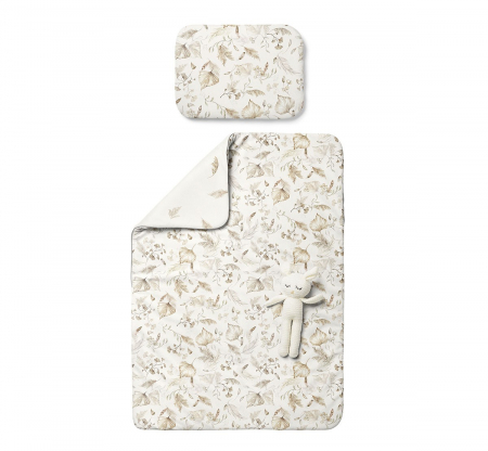 Camera copilului - Set pilota 75 x 100 cm si perna 30 x 40 cm pentru copii, bumbac premium si umplutura hipoalergenică BabySoft, fata dubla, Boho