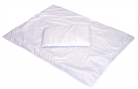Set pilota 135 x 100 cm si perna 40 x 60 cm pentru copii, bumbac satin premium si umplutura hipoalergenică BabySoft, Alb [1]