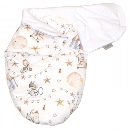 Camera copilului - Sistem de infasare, Baby swaddle din Bumbac cu umplutura antialergică BabySoft, Circ Blue